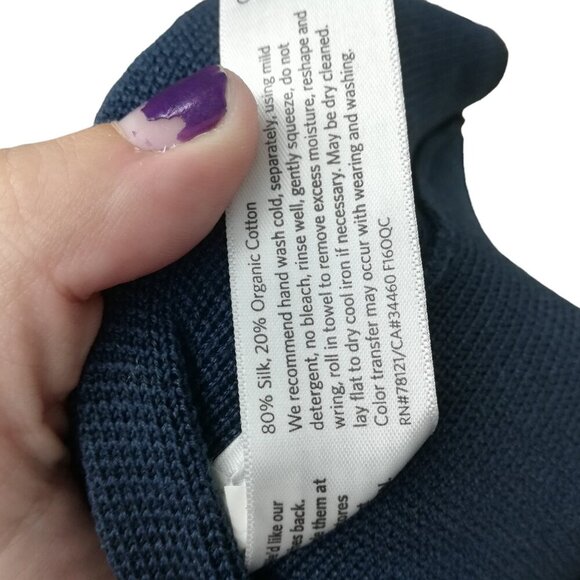 Eileen Fisher Long Sleeve Scoop Neck Silk Cotton Sweater Tunic Dress Size L Blue - Picture 12 of 12